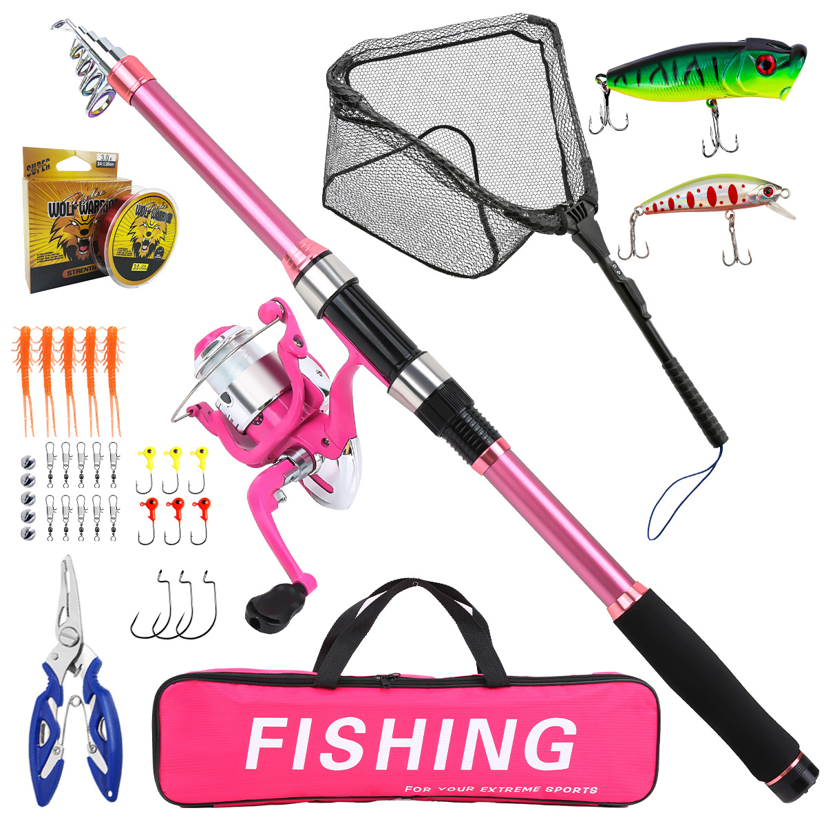 Fishing Line Spooler - Набор для рыбалки: телескопическая удочка, спиннинговая